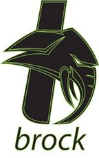 Stylized black and green bird logo.