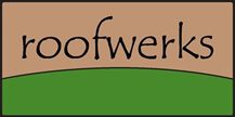 Roofwerks logo with brown and green design.